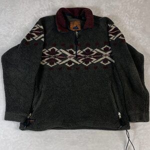 Colorado Men's Green Fleece Quarter Zip Pullover Sweater Size L Made in USA